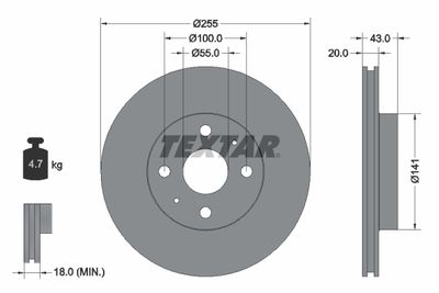 Тормозной диск TEXTAR 92115603 для TOYOTA MR2