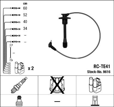Комплект проводов зажигания NGK 9616 для TOYOTA CARINA