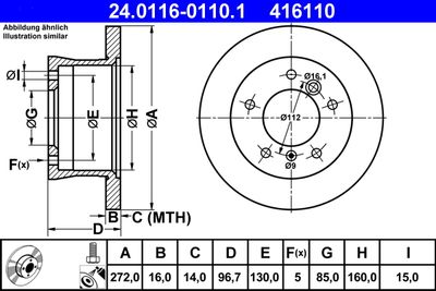 Тормозной диск ATE 24.0116-0110.1 для VW LT