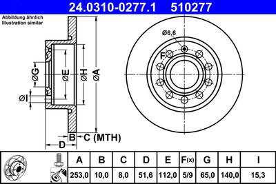 Тормозной диск ATE 24.0310-0277.1 для SKODA YETI