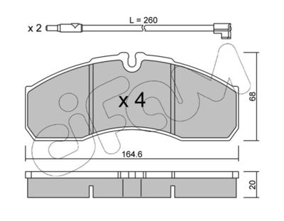 Комплект тормозных колодок, дисковый тормоз CIFAM 822-578-3K для RENAULT TRUCKS MASCOTT