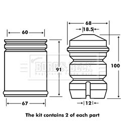 Dust Cover Kit, shock absorber Borg & Beck BPK7018