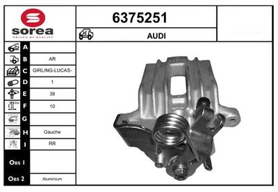 STARTCAR 6375251 Тормозной суппорт  для AUDI A4 B7 Avant (8ED) 2.0 TDI