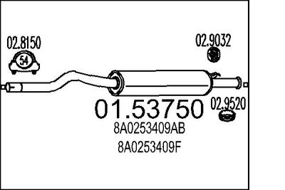 MTS 01.53750 Глушитель выхлопных газов  для AUDI 80 (Ауди 80)