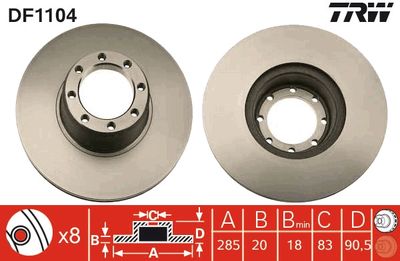 TRW DF1104 Тормозные диски  для FIAT 242 (Фиат 242)