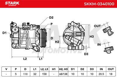 компресор, климатизация STARK SKKM-0340100