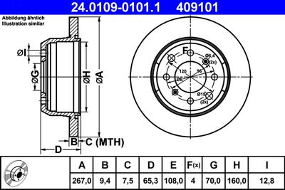 Тормозной диск ATE 24.0109-0101.1 для ALFA ROMEO 1750-2000