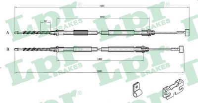 Тросик, cтояночный тормоз LPR C0246B для FORD PUMA