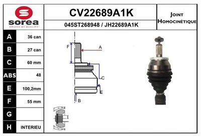GELENKSATZ ANTRIEBSWELLE EAI CV22689A1K