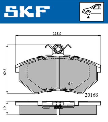 Комплект тормозных колодок, дисковый тормоз SKF VKBP 80598 для SEAT INCA