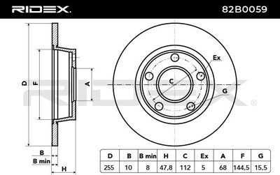 спирачен диск RIDEX 82B0059