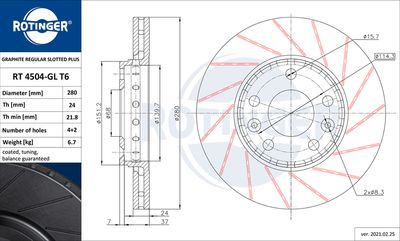 Tarcza hamulcowa ROTINGER RT 4504-GL T6