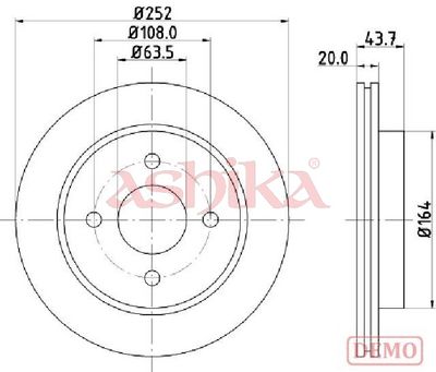 спирачен диск ASHIKA 61-00-0308C