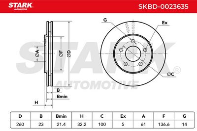 спирачен диск STARK SKBD-0023635