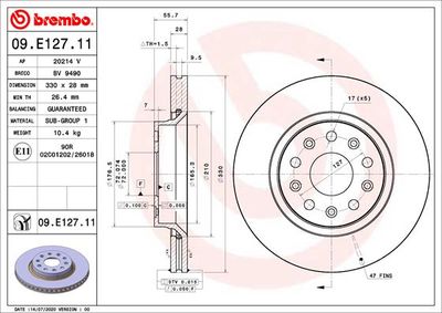 Bromsskiva BREMBO 09.E127.11