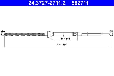 Vajer, parkeringsbroms ATE 24.3727-2711.2