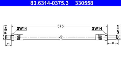 ATE 83.6314-0375.3 Гальмівний шланг для JAGUAR (Ягуар)