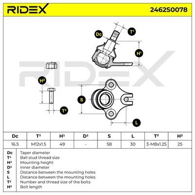 Шарнири RIDEX 2462S0078