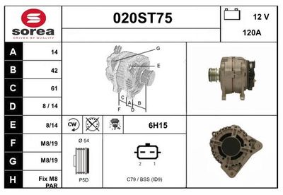 STARTCAR 020ST75 Генератор для RENAULT CLIO III (BR0/1, CR0/1) 1.5 dCi