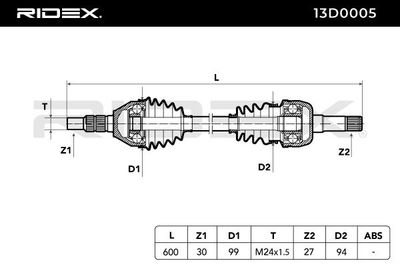 полуоска RIDEX 13D0005