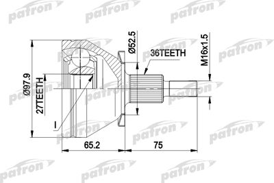 Шарнирный комплект, приводной вал PATRON PCV1428 для AUDI A3