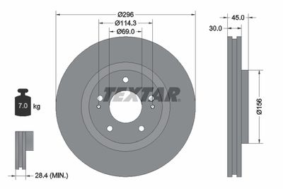Тормозной диск TEXTAR 92178703 для MITSUBISHI 3000