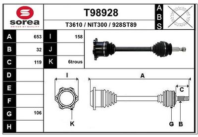 Приводной вал EAI T98928 для NISSAN PATHFINDER