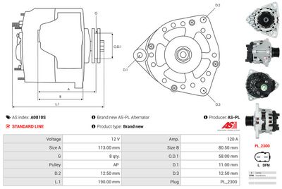 GENERATOR / ALTERNATOR AS-PL A0810S 4