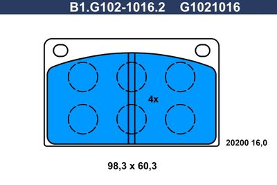 GALFER B1.G102-1016.2 Гальмівні колодки 