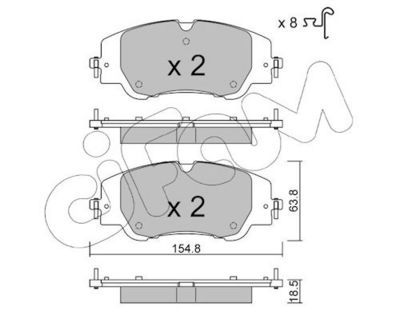 комплект спирачно феродо, дискови спирачки CIFAM 822-1350-0