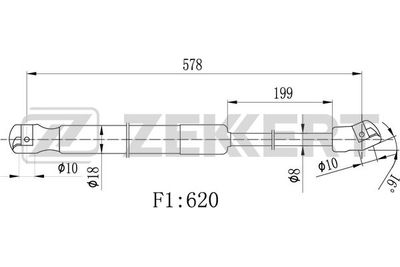 Газовая пружина, крышка багажник ZEKKERT GF-2483 для HYUNDAI TUCSON