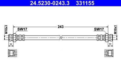 Тормозной шланг ATE 24.5230-0243.3 для MITSUBISHI GALANT