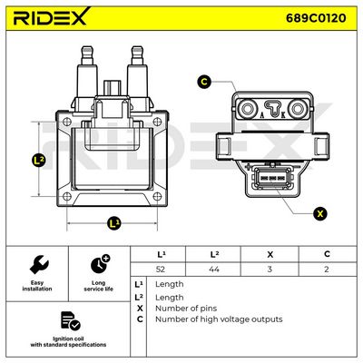 запалителна бобина RIDEX 689C0120