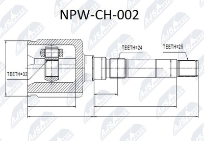 Шарнирный комплект, приводной вал NTY NPW-CH-002 для CHRYSLER CARAVAN