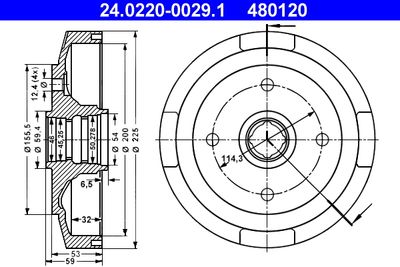 Тормозной барабан ATE 24.0220-0029.1 для MAZDA 323