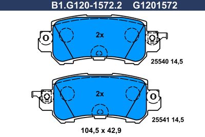 Комплект тормозных колодок, дисковый тормоз GALFER B1.G120-1572.2 для MAZDA CX-3