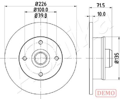 Тормозной диск ASHIKA 61-00-0922C для VW 411,412
