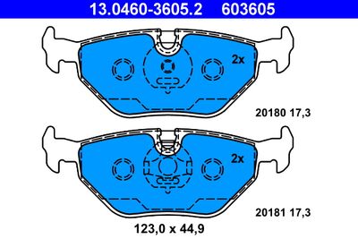 Комплект тормозных колодок, дисковый тормоз ATE 13.0460-3605.2 для BMW Z1