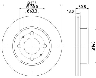 Тормозной диск HELLA 8DD 355 112-761 для HYUNDAI ATOS