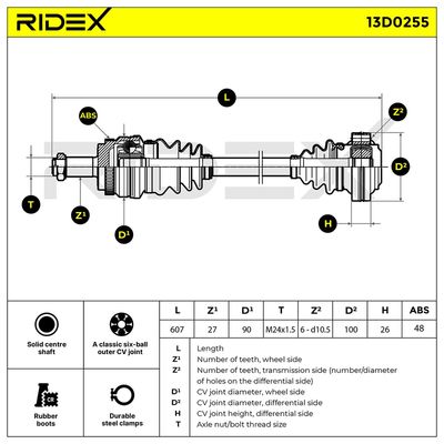 полуоска RIDEX 13D0255