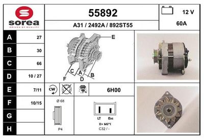EAI 55892 Генератор  для VOLVO (Вольво)