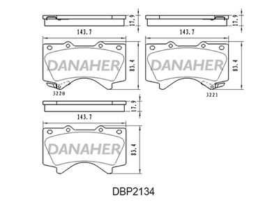 Комплект тормозных колодок, дисковый тормоз DANAHER DBP2134 для LEXUS LX