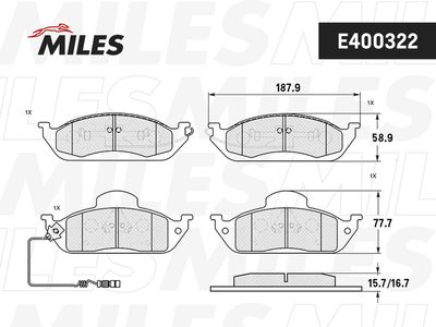 Комплект тормозных колодок, дисковый тормоз MILES E400322 для MERCEDES-BENZ M-CLASS