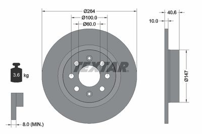 Тормозной диск TEXTAR 92145903 для FIAT GRANDE