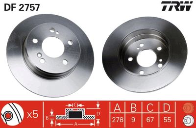 TRW DF2757 Тормозные диски  для MERCEDES-BENZ S-CLASS (Мерседес С-класс)