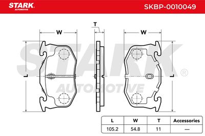 комплект спирачно феродо, дискови спирачки STARK SKBP-0010049