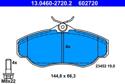 Комплект тормозных колодок, дисковый тормоз ATE 13.0460-2720.2 для LAND ROVER DISCOVERY