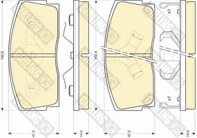 Комплект тормозных колодок, дисковый тормоз GIRLING 6108869 для DAIHATSU APPLAUSE