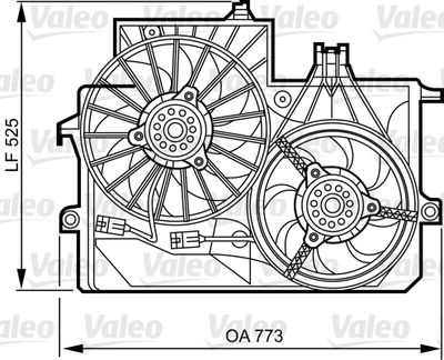 Вентилятор, охлаждение двигателя VALEO 696384 для OPEL MERIVA