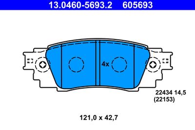 Комплект тормозных колодок, дисковый тормоз ATE 13.0460-5693.2 для LEXUS UX